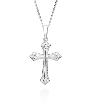 MAXI SOLID 925 SILVER CROSS PENDANT WITH ZIRCONIAS