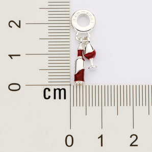 SILVER 925 WINE BOTTLE AND GLASS CHARM
