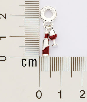 SILVER 925 WINE BOTTLE AND GLASS CHARM