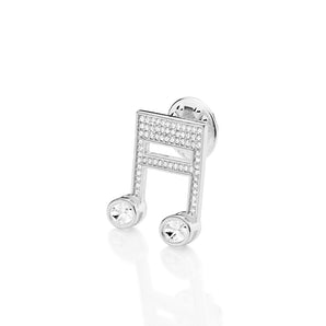 SILVER 925 MEN'S MUSICAL NOTE BROOCH