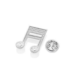 SILVER 925 MEN'S MUSICAL NOTE BROOCH