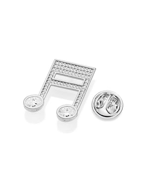 SILVER 925 MEN'S MUSICAL NOTE BROOCH