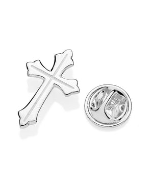 SILVER 925 MEN'S EDGY CROSS BROOCH