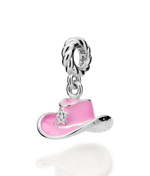 SILVER 925 PINK COWBOY HAT CHARM