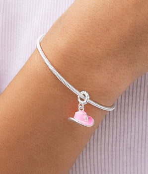 SILVER 925 PINK COWBOY HAT CHARM