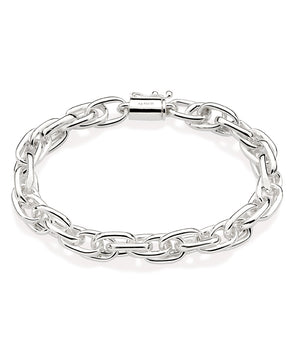SILVER 925 DOUBLE PAPER CLIP LINK CHAIN BRACELET
