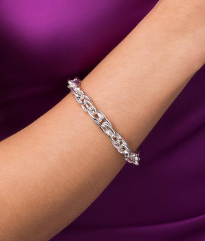 SILVER 925 DOUBLE PAPER CLIP LINK CHAIN BRACELET