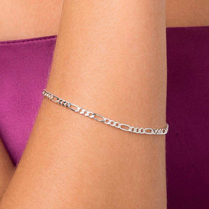 SILVER FIGARO LINK BRACELET MEDIUM