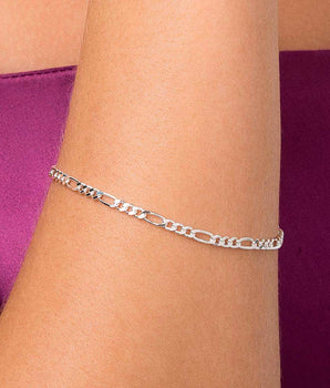 SILVER FIGARO LINK BRACELET MEDIUM