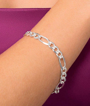 SILVER LARGE FIGARO LINK BRACELET LARGE