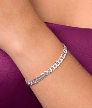 SILVER CURB LINK BRACELET MEDIUM