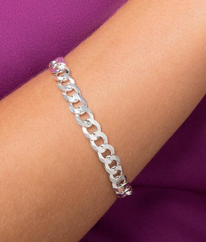 SILVER LARGE CURB LINK BRACELET LARGE