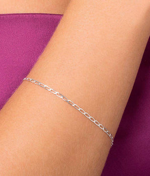 SILVER OVAL CABLE LINK BRACELET LARGE
