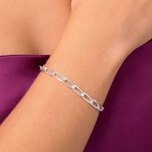 SILVER LARGE OVAL CABLE LINK BRACELET LARGE