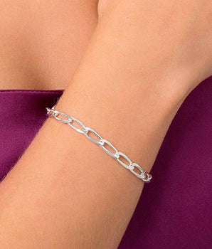 SILVER LARGE OVAL CABLE LINK BRACELET LARGE