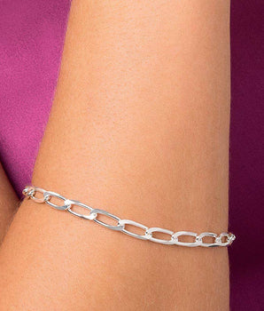 SILVER LARGE OVAL CABLE LINK BRACELET XLARGE