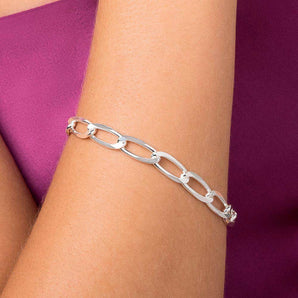 SILVER TWISTED OVAL LINK BRACELET LARGE