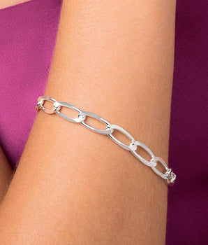 SILVER TWISTED OVAL LINK BRACELET LARGE