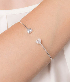 SILVER 925 MEET MY HEART HALF WAY CUFF BRACELET