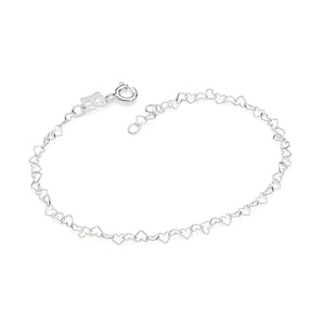 SILVER 925 HEARTS IN LINE BRACELET