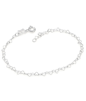 SILVER 925 HEARTS IN LINE BRACELET