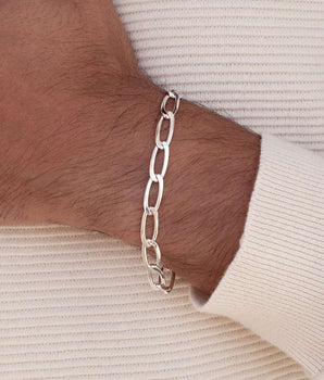 MEN'S SILVER 925 SMALL GROSMET CHAIN BRACELET