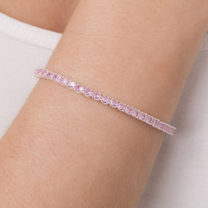 SILVER 925 LARGE RIVIERA BRACELET IN PINK