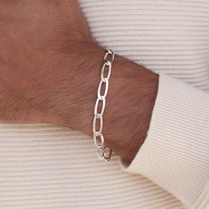 MEN'S SILVER 925 LARGE GROMMET CHAIN BRACELET