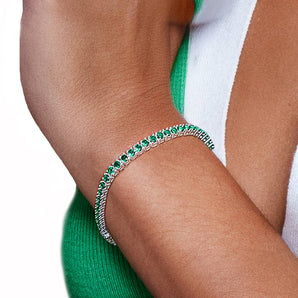 SILVER 925 GREEN SMALL RIVIERA BRACELET