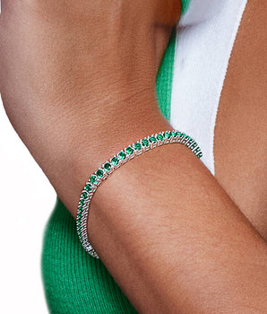 SILVER 925 GREEN SMALL RIVIERA BRACELET