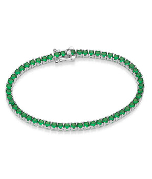 SILVER 925 GREEN LARGE RIVIERA BRACELET