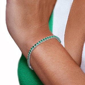 SILVER 925 GREEN LARGE RIVIERA BRACELET