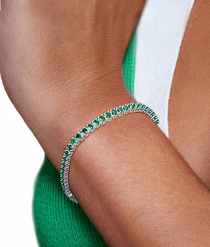 SILVER 925 GREEN LARGE RIVIERA BRACELET