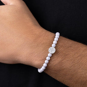 SILVER 925 MEN'S SAINT BENEDICT SHAMBALLA BEAD BRACELET