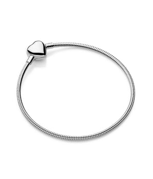 SILVER 925 COUNTRY HEART SNAKE CHAIN BRACELET