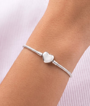 SILVER 925 COUNTRY HEART SNAKE CHAIN BRACELET