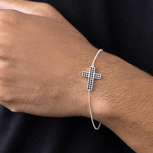 SILVER 925 MEN'S CROSS SMALL BRACELET