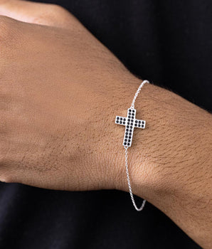 SILVER 925 MEN'S CROSS SMALL BRACELET