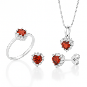 JELWERY SET OUR LOVE - HEART FIRE (EARRING + PENDANT + RING)