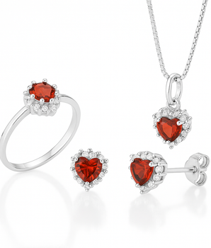 JELWERY SET OUR LOVE - HEART FIRE (EARRING + PENDANT + RING)