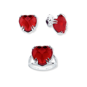 JEWELRY SET 925 RED HEART (MAIX RING + EARRING)