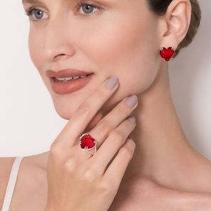 JEWELRY SET 925 RED HEART (MAIX RING + EARRING)