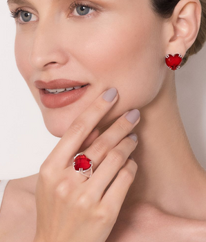 JEWELRY SET 925 RED HEART (MAIX RING + EARRING)