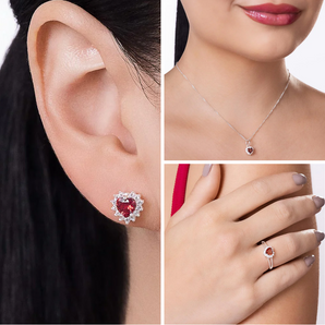 JELWERY SET OUR LOVE - HEART FIRE (EARRING + PENDANT + RING)