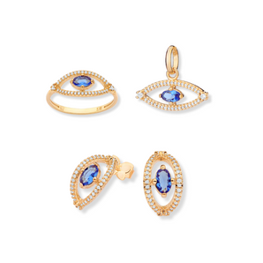 JEWELRY SET GOLD GREEK EYE (EARRINGS + RING +PENDANT)