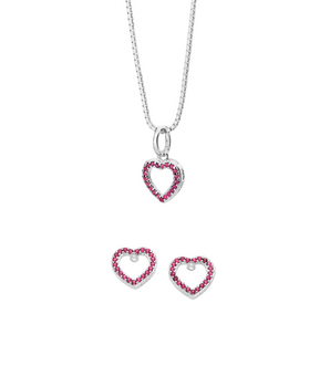 JEWELRY SET SILVER 925 RUBI HEART