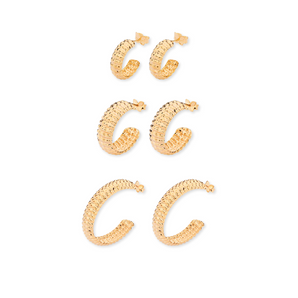 JEWELRY SET TEXTURED HOOP EARRINGS