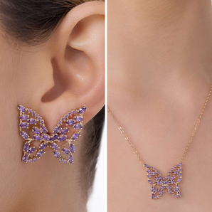 JEWELRY SET GOLD THE HISTORY OF PURPLE BUTTERFLY