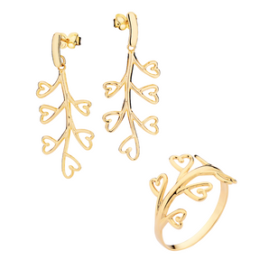 JEWELRY SET BLOOMING HEARTS (EARRING + RING)
