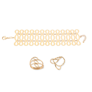JEWELRY SET RINGS + GOLD TIME WARP BRACELET